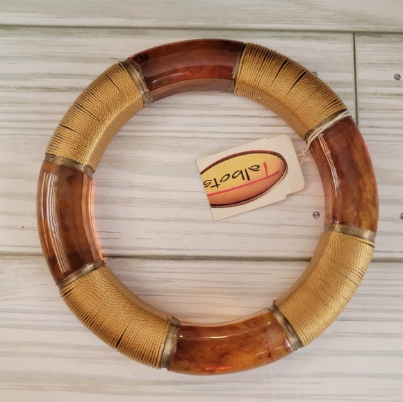 Talbots Jewelry - NOS Swirled Amber-Colored & Tan Wrapped Bangle Bracelet